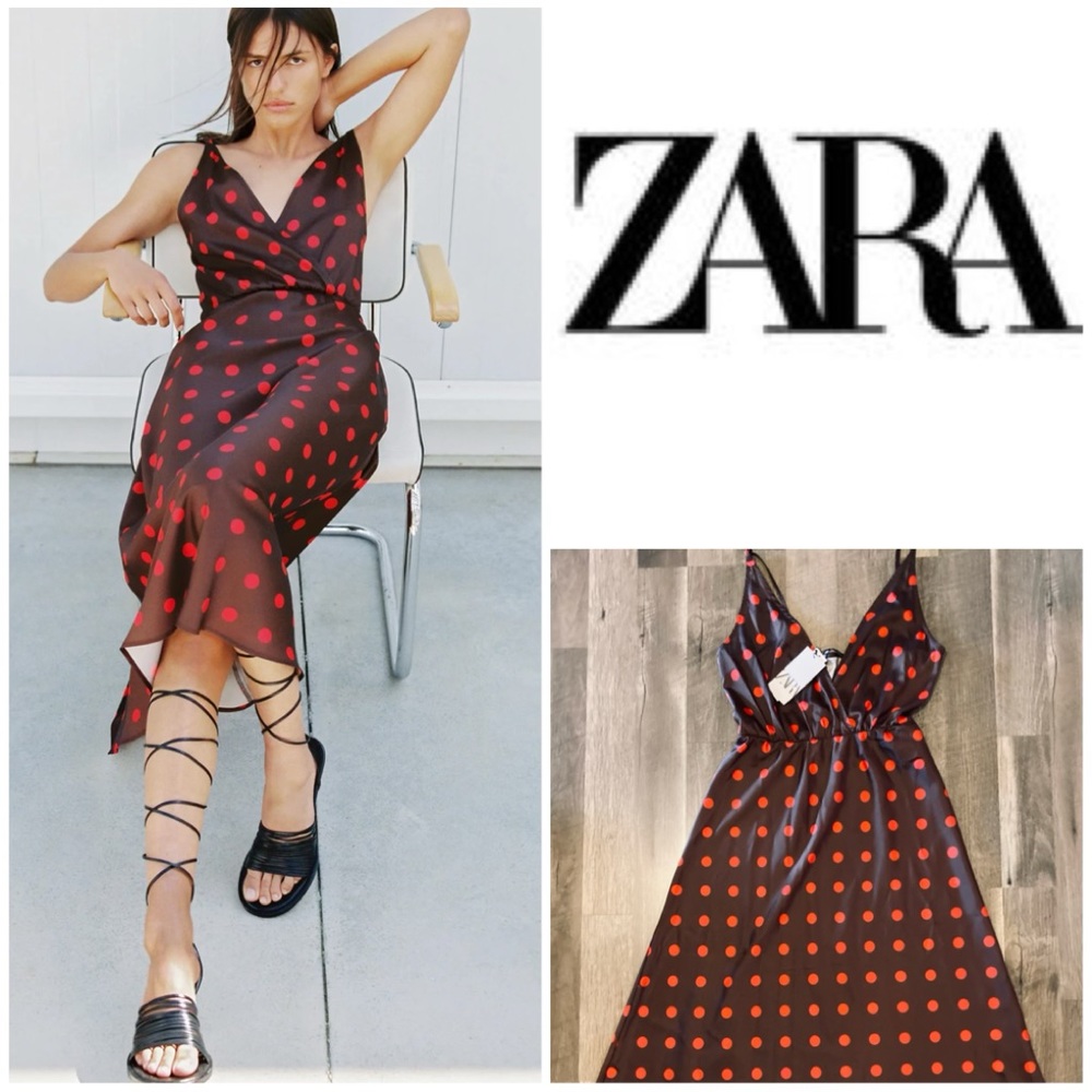 🆕🍄SATIN POLKA DOT WRAP TOP SLIP DRESS🍄🆕